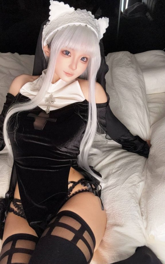 蠢沫沫cos白发修女|蠢沫沫_旗袍·白发修女cos作品[121P-345MB]