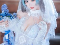 面饼仙儿柴郡花嫁COS:演绎碧蓝航线猫耳头纱下的二次元梦幻