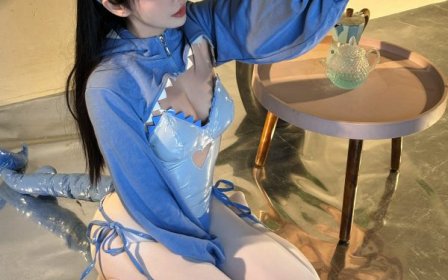 面饼仙儿鲨鱼COS赏析:演绎丝袜泳装版鲨鱼少女的俏皮与可爱