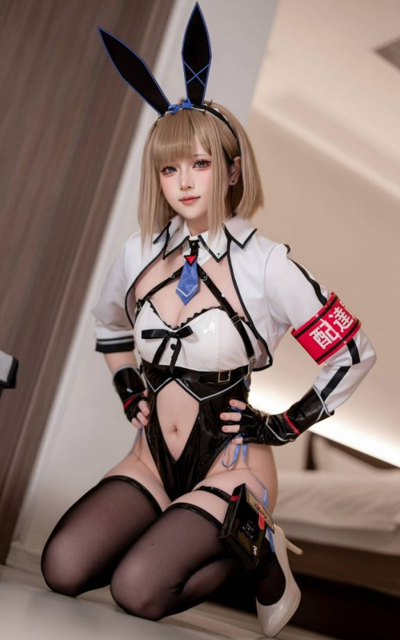 屿鱼Yukako外卖兔女郎葵COS：都市私密空间里的优雅性感表达