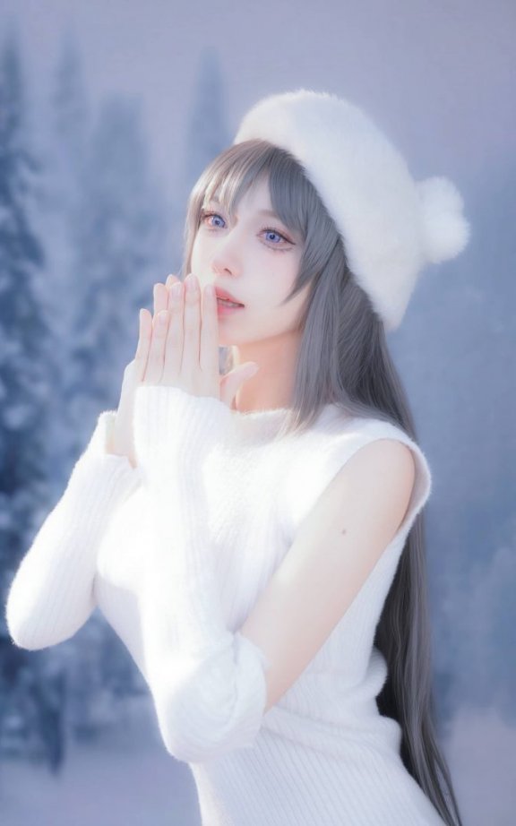 冬日雪景里的麻衣学姐：Shika小鹿鹿COS演绎冬日版樱岛麻衣