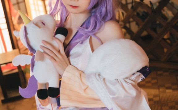 焖焖碳COS碧蓝航线独角兽和服版,温柔梦幻的和风少女氛围