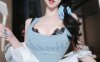 女主K美女厨房cos赏析：蓝白女仆造型演绎厨娘的清新又迷人