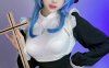 miko酱ww甘雨COS：修女风服饰与蓝紫光影交织的二创魅力