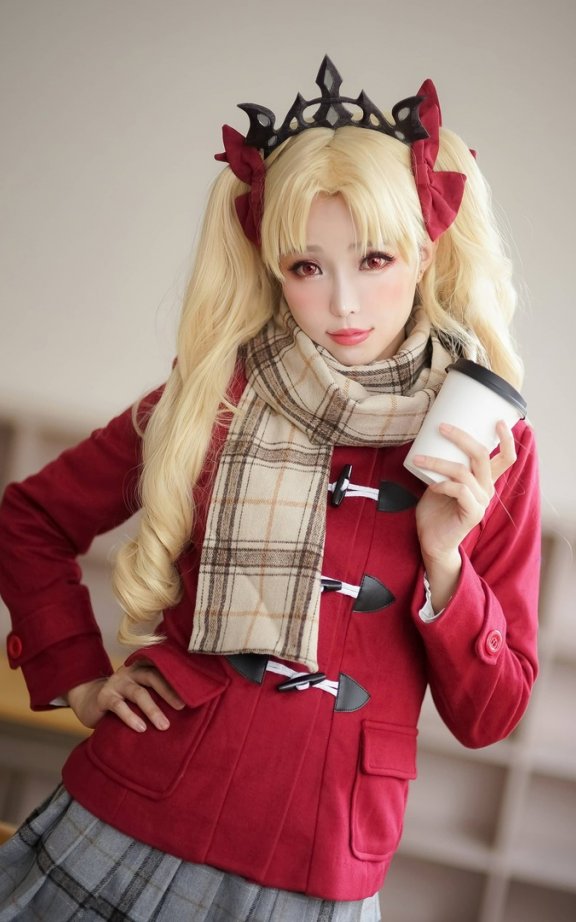 ElyEE子远坂凛JK COS:演绎Fate魔术师少女的秋冬校园日常