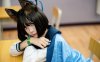 四巫日モミ桐生桔梗cos：兽耳水手服，演绎教室里的猫系少女