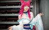 餓小璇miu阿狸COS：粉色狐耳搭配和风华服，九尾狐魅力十足