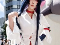 菌烨tako异环真红cos|紫红龙角搭配藏青长发帅气与俏皮兼具