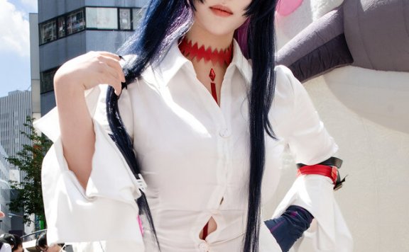 菌烨tako异环真红cos|紫红龙角搭配藏青长发帅气与俏皮兼具